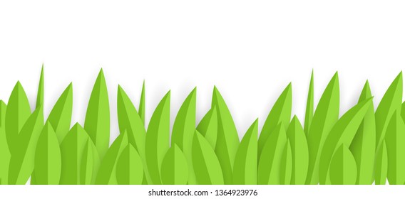 Green paper grass horizontal seamless border design. Vector Illustration EPS10