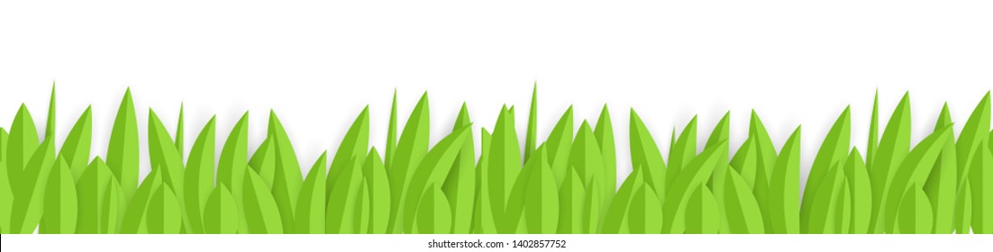 Green paper grass horizontal seamless border design. Vector Illustration EPS10