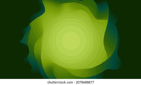 Green paper layers. 3D abstract gradient papercut. Colorful origami shape concept