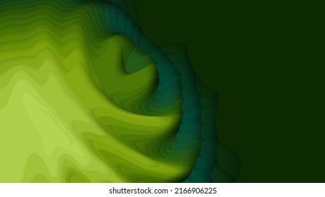 capas de papel verde. Papel de gradiente abstracto 3D. Concepto de forma de origami colorido