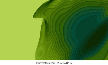 capas de papel verde. Papel de gradiente abstracto 3D. Concepto de forma de origami colorido