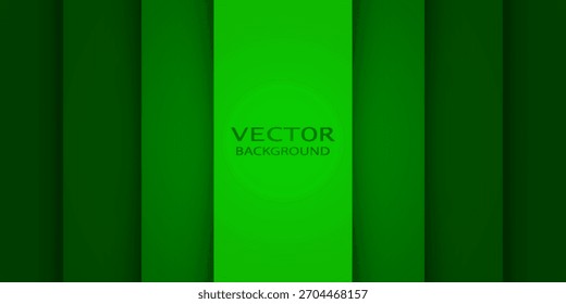 Camadas de papel verde com plano de fundo abstrato de vetor de sombras realistas. Plano de fundo vetorial RGB EPS 10