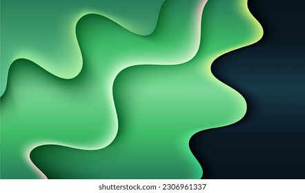 papel verde y fondo amarillo gradiente brillante moderno banner de arte abstracto oscuro