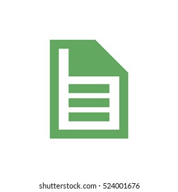 Green paper note icon. Document vector