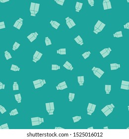 Green Paper package for milk icon isolated seamless pattern on green background. Milk packet sign.  Vector Illustration