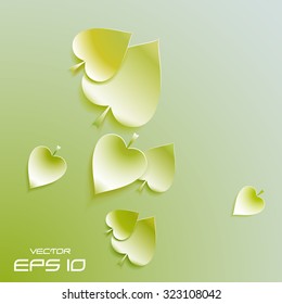 green  paper petals with shadow ,vector background