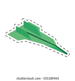 green paper plane flying toy cut line vector illustration eps 10