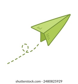 Green paper plane hand drawn illustration