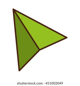 Green paper plane isolated flat icon, vector illustration graphic.