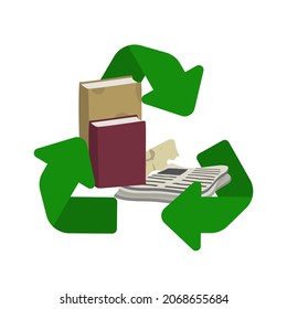 The green paper recycle symbol vector illustration.