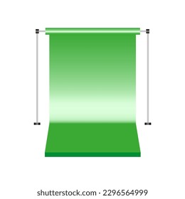 Green paper studio backdrop. Canvas studio in realistic style. Vector illustration.