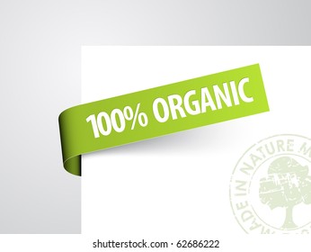 Green paper tag for organic item - Vector announcement