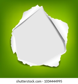 Green Paper With Torn With Gradient Mesh, Vector Illustration