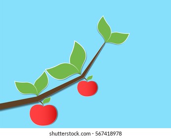 Green paper tree with apple