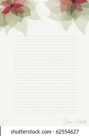 Green paper vector design template with flowers, ready to print, just edit your name