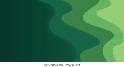Olas de papel verde abstractas diseño de pancartas largas. Elegante fondo vectorial ondulado.