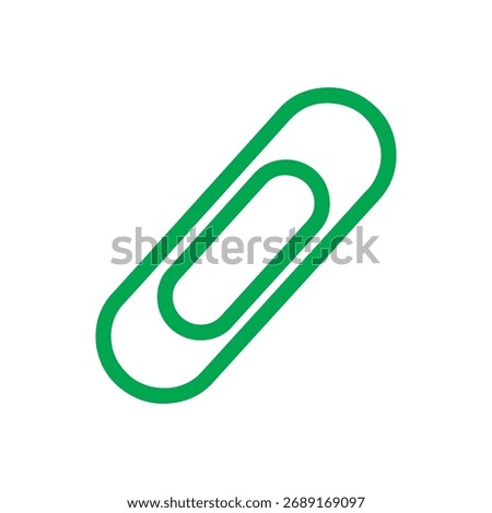 Green paperclip silhouette vector flat illustration design.
