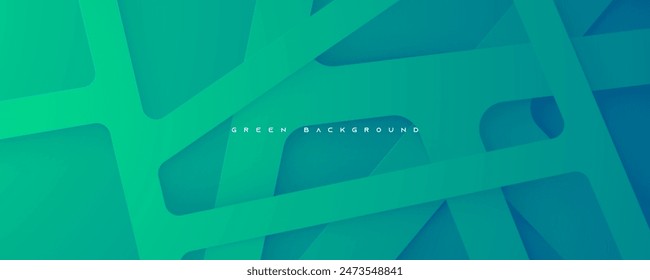 Green papercut background lines dimension layers decorative design vector