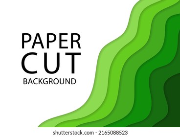 Green papercut vector graphic template concept style background, 3d element shape template abstract papercut business background.