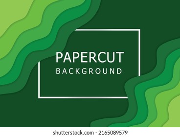 Green papercut vector graphic template concept style background, 3d element shape template abstract papercut business background.