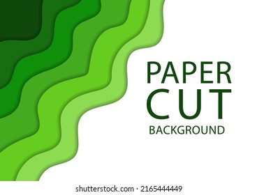 Green papercut vector graphic template concept style background, 3d element shape template abstract papercut business background, idea green abstract design element business concept background.