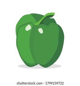 Green Paprika Illustration Isolated in White