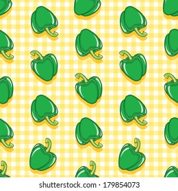 Green paprika on gingham background