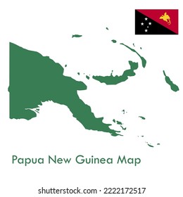 green papua new guinea map vector with national flag