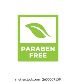 Green Paraben Free Symbol with Leaf for Cosmetic Packaging