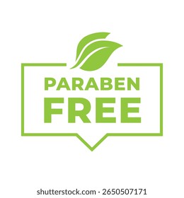 Green Paraben Free Symbol with Leaf for Cosmetic Packaging