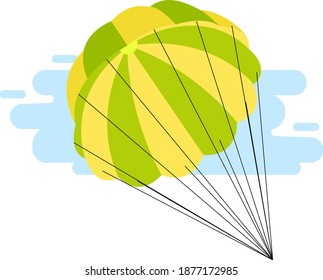 Paracaídas verde, ilustración, vector sobre fondo blanco