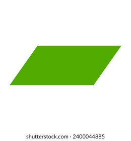 Green parallelogram shape icon. Vector.