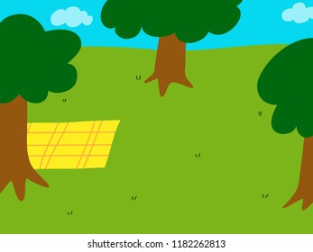 Green park cartoon background.