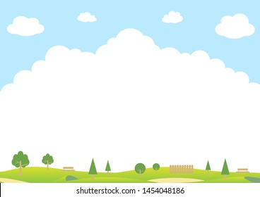 green park and copy space of cloud in the blue sky