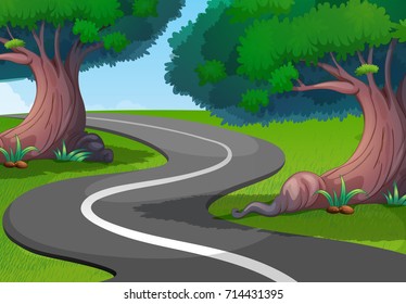 Parque verde con ilustración de carreteras vacía
