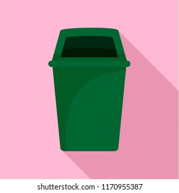 Green park garbage can icon. Flat illustration of green park garbage can vector icon for web design