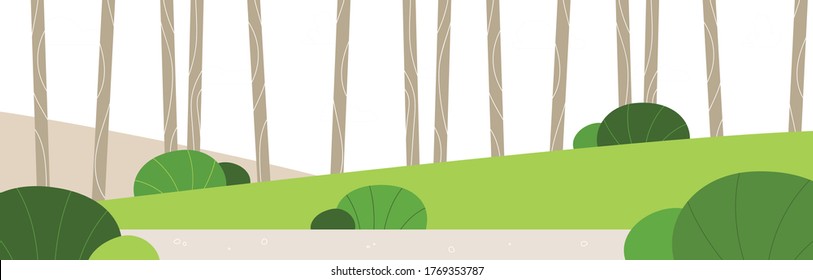 Parque verde con césped y árboles. El paisaje natural.