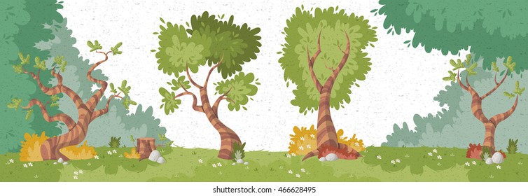 Parque verde con césped y árboles. El paisaje natural.

