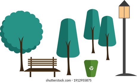 Green park, illustration, vector on a white background.
