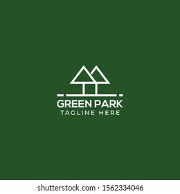 green park logo vector concept with minimalist and mono line styles