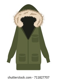 green parka flat design vector graphic