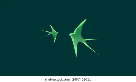 Green Parrot Abstract Bird Vectors
