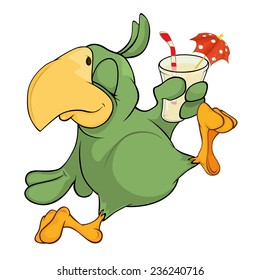 Green parrot cartoon 