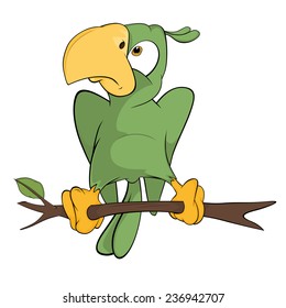 Green parrot cartoon 