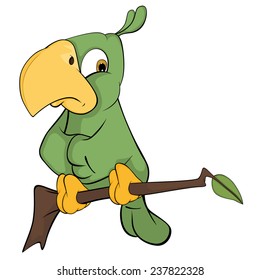 Green parrot cartoon 