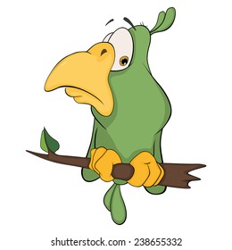 Green parrot cartoon 