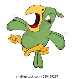 Green parrot cartoon 