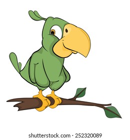 Green parrot cartoon 