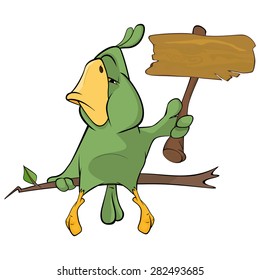 Green parrot cartoon