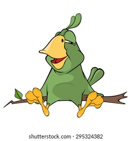 Green parrot cartoon